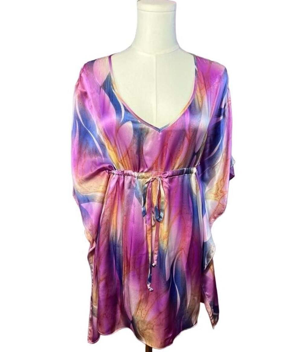 ZOA New York Silk Abstract Print Kaftan Tunic Top